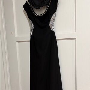 Chic Black Dress with Silver Highlights